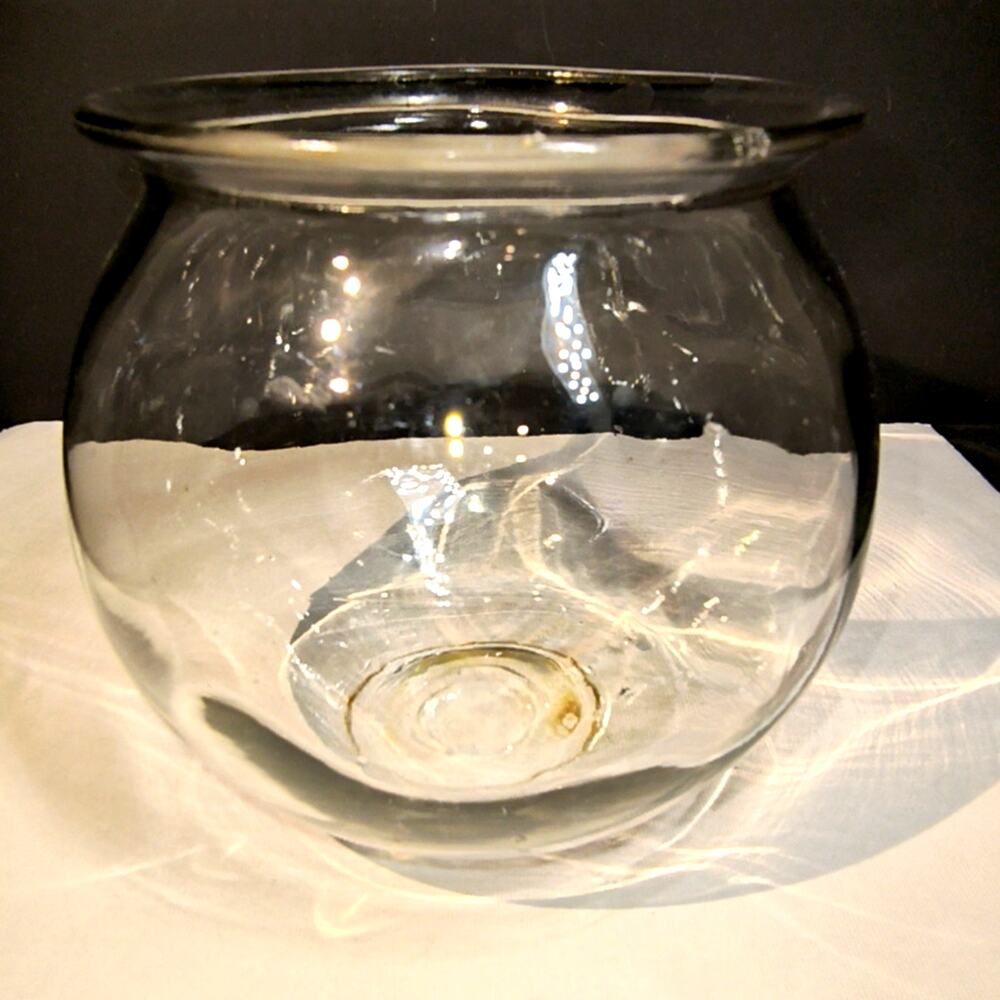 1564.  Vintage Fish Bowl Shaped Vase or Terrarium Decor